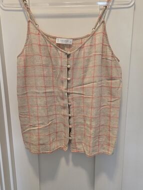 Lucky Brand Pink and Cream Plaid Tank Top